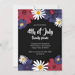 Amerikanische Unabhängigkeitstag 4. Blumenfamilie Einladung