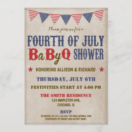 Amerikanische Unabhängigkeitstag Babydusche rot-bl Einladung
