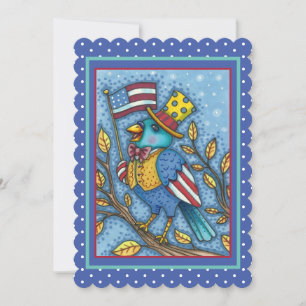AMERIKANISCHE UNABHÄNGIGKEITSTAG BLUEBIRD TWEETEN, FEIERTAGSKARTE