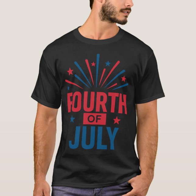 Amerikanische Unabhängigkeitstag-Fett-Feuerwerk-La T-Shirt (Vorderseite)