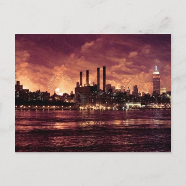 Amerikanische Unabhängigkeitstag Fireworks hinter  Postkarte (Vorderseite)