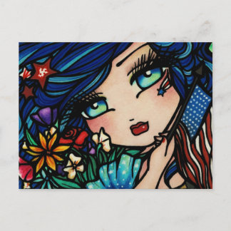 amerikanische Unabhängigkeitstag Flag Star Mermaid Postkarte