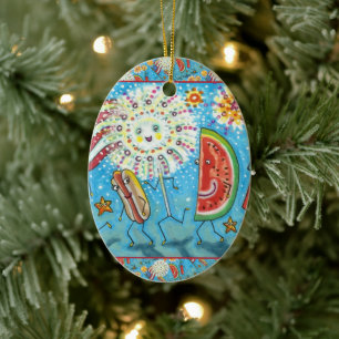 AMERIKANISCHE UNABHÄNGIGKEITSTAG GANG, PARADE & FI KERAMIK ORNAMENT