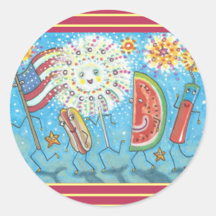 AMERIKANISCHE UNABHÄNGIGKEITSTAG-GANG UND -FEUERWE RUNDER AUFKLEBER