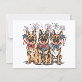 Amerikanische Unabhängigkeitstag German Shepherd H Postkarte