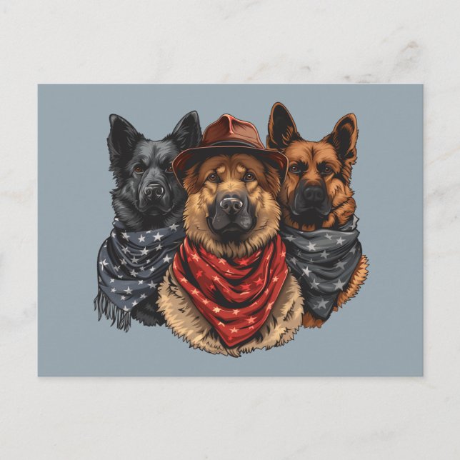 Amerikanische Unabhängigkeitstag German Shepherd H Postkarte (Vorderseite)