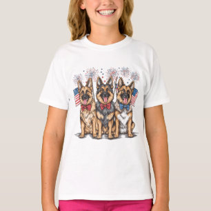 Amerikanische Unabhängigkeitstag German Shepherd H T-Shirt