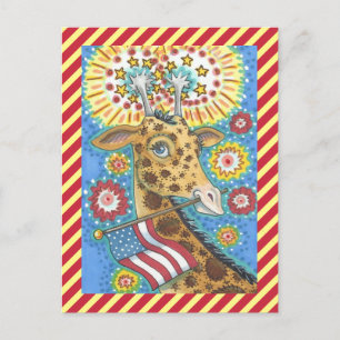 amerikanische Unabhängigkeitstag GIRAFFE UND FIRWO Postkarte