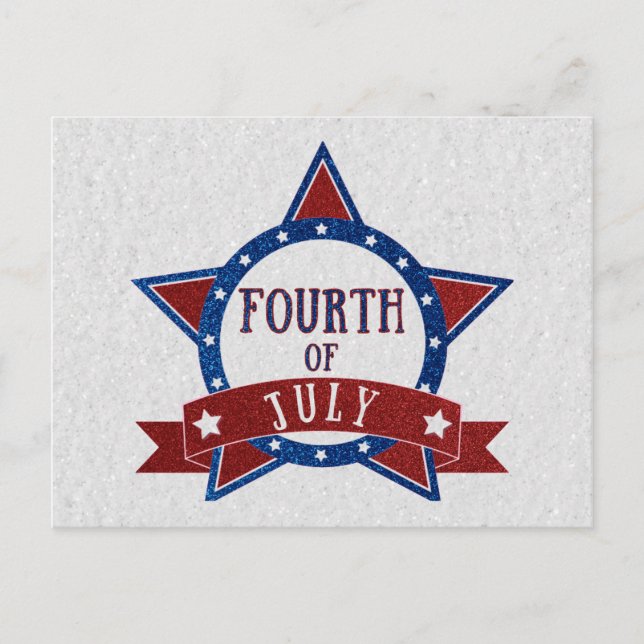 Amerikanische Unabhängigkeitstag Glitzer Postkarte (Vorderseite)