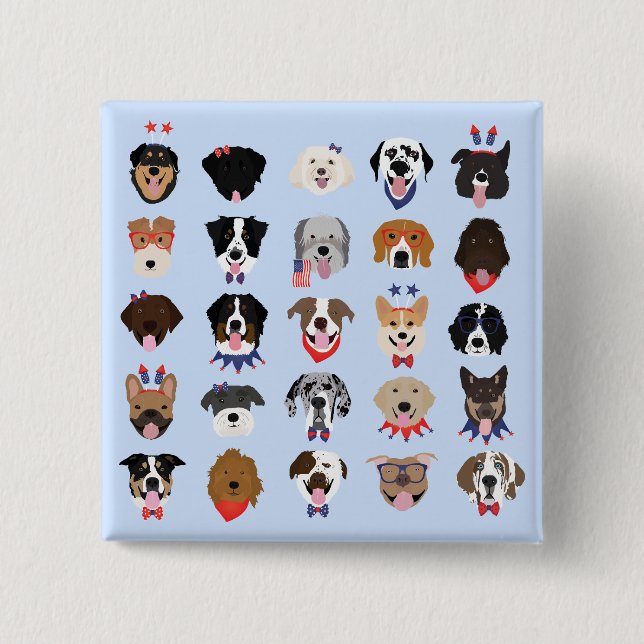 Amerikanische Unabhängigkeitstag-Hundeszenen Button (Vorderseite)