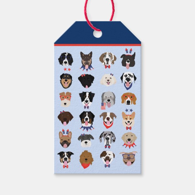 Amerikanische Unabhängigkeitstag-Hundeszenen Geschenkanhänger (Vorderseite)