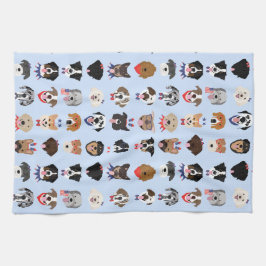 Amerikanische Unabhängigkeitstag-Hundeszenen Geschirrtuch