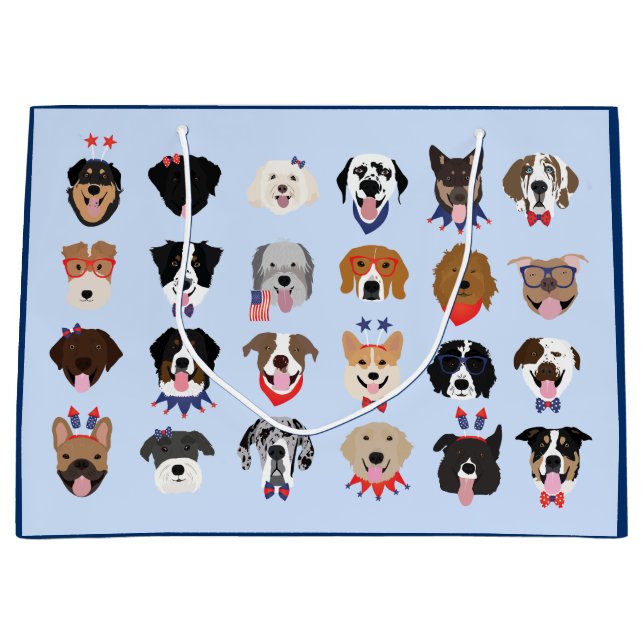 Amerikanische Unabhängigkeitstag-Hundeszenen Große Geschenktüte (Vorderseite)
