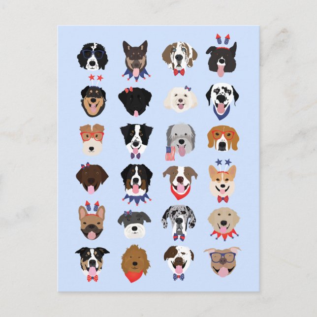 Amerikanische Unabhängigkeitstag-Hundeszenen Postkarte (Vorderseite)