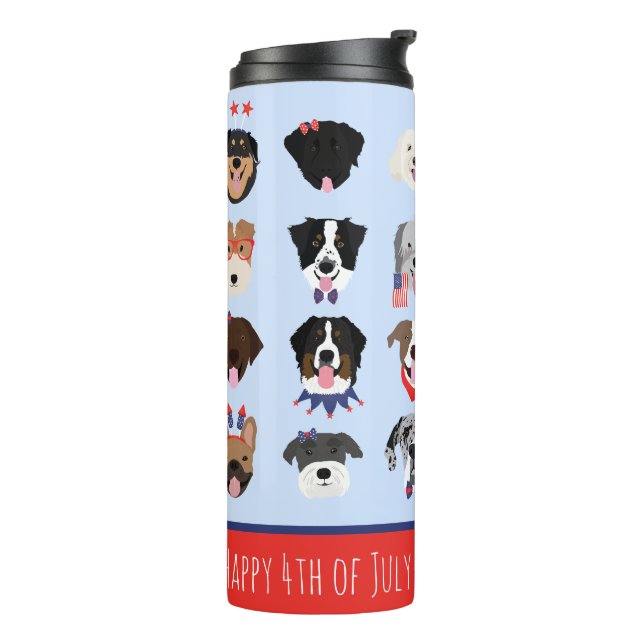 Amerikanische Unabhängigkeitstag-Hundeszenen Thermosbecher (Nach links gedreht)