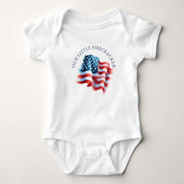 Amerikanische Unabhängigkeitstag Neuborn Outfit Am Baby Strampler (Vorderseite)