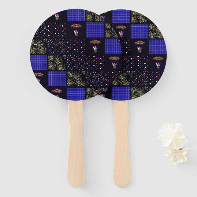 Amerikanische Unabhängigkeitstag Patchwork Pattern Fächer (Vorne und Hinten)