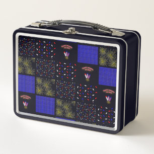 Amerikanische Unabhängigkeitstag Patchwork Pattern Metall Brotdose