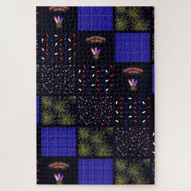 Amerikanische Unabhängigkeitstag Patchwork Pattern Puzzle (Vertikal)