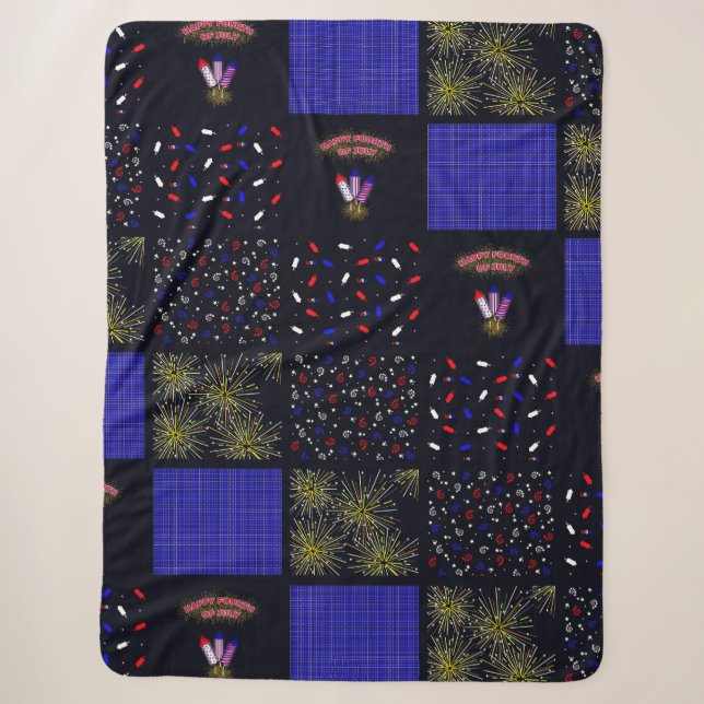 Amerikanische Unabhängigkeitstag Patchwork Pattern Sherpadecke (Vorderseite)
