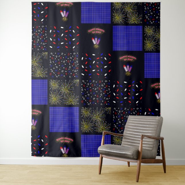 Amerikanische Unabhängigkeitstag Patchwork Pattern Wandteppich (Beispiel)