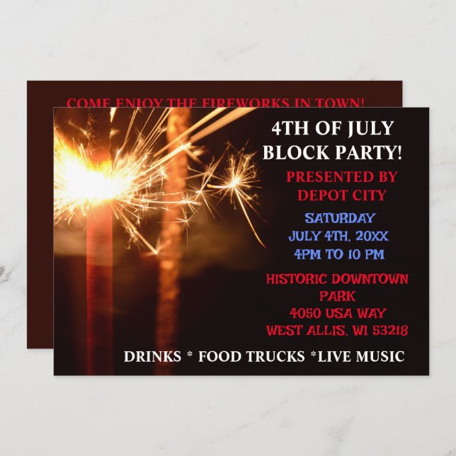 Amerikanische Unabhängigkeitstag Unabhängigkeit Bl Einladung (Vorne/Hinten)