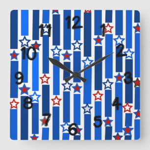 Amerikanische Unabhängigkeitstag US Flagge Quadratische Wanduhr