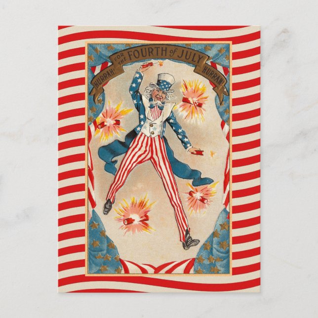 Amerikanische Unabhängigkeitstag Vintag Uncle Sam Postkarte (Vorderseite)