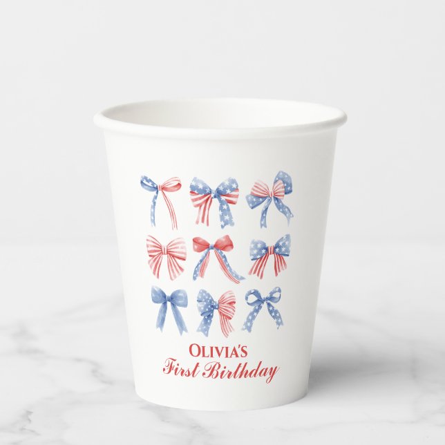 Amerikanische Unabhängigkeitstag zum Geburtstag vo Pappbecher (Vorderseite)