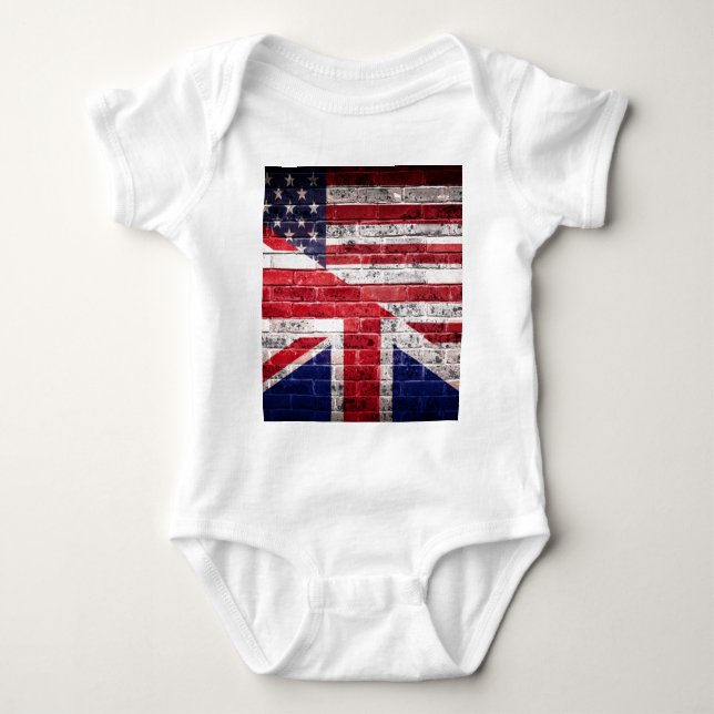 Amerikanische und britische Flagge Baby Strampler (Vorderseite)