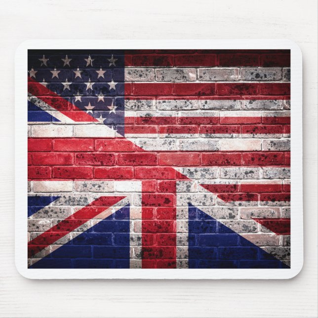 Amerikanische und britische Flagge Mousepad (Vorne)