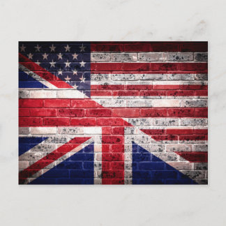 amerikanische und britische Flagge. Postkarte