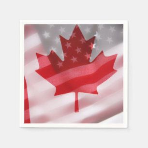 Amerikanische und kanadische Flaggen Serviette