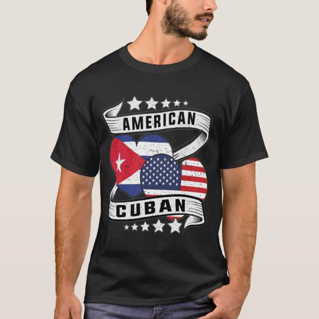 Amerikanische und kubanische Flagge Halbkubanisch  T-Shirt (Vorderseite)