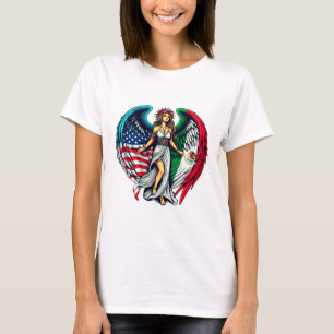 Amerikanische und mexikanische Flagge Engel Frau P T-Shirt