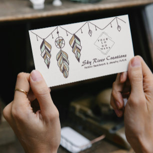 Amerikanische Ureinwohner Boho Feather Artisans Ku Visitenkarte