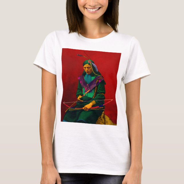 Amerikanische Ureinwohner Cherokee Pop Art T-Shirt (Vorderseite)