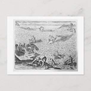 Amerikanische Ureinwohner der Walfangmethode aus e Postkarte