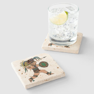 Amerikanische Ureinwohner des alten Kriegers Steinuntersetzer