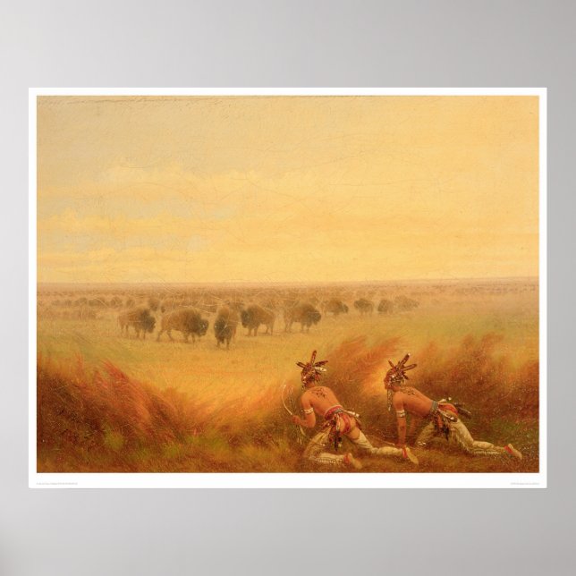 Amerikanische Ureinwohner, die sich auf einer Herd Poster (Vorne)