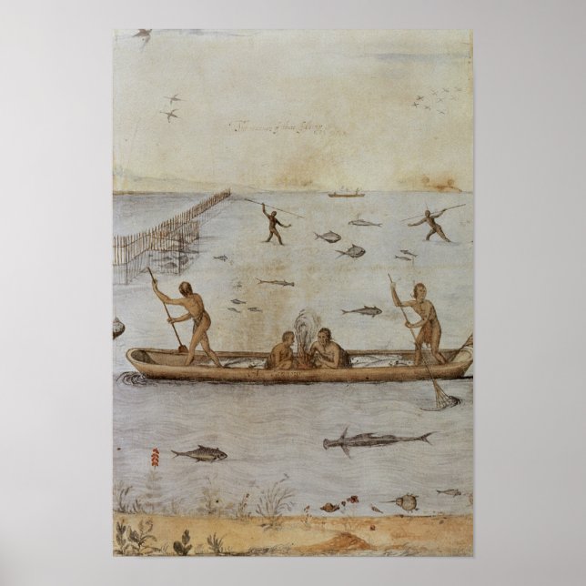 Amerikanische Ureinwohner Fischerei Poster (Vorne)