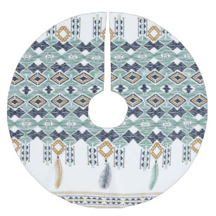 Amerikanische Ureinwohner Geometrie Nahtlose Grenz Polyester Weihnachtsbaumdecke