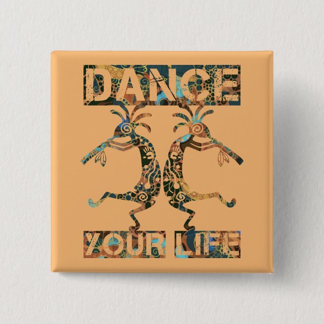 Amerikanische Ureinwohner Kokopelli - Dance Your L Button (Vorderseite)