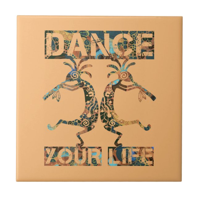 Amerikanische Ureinwohner Kokopelli - Dance Your L Fliese (Vorderseite)
