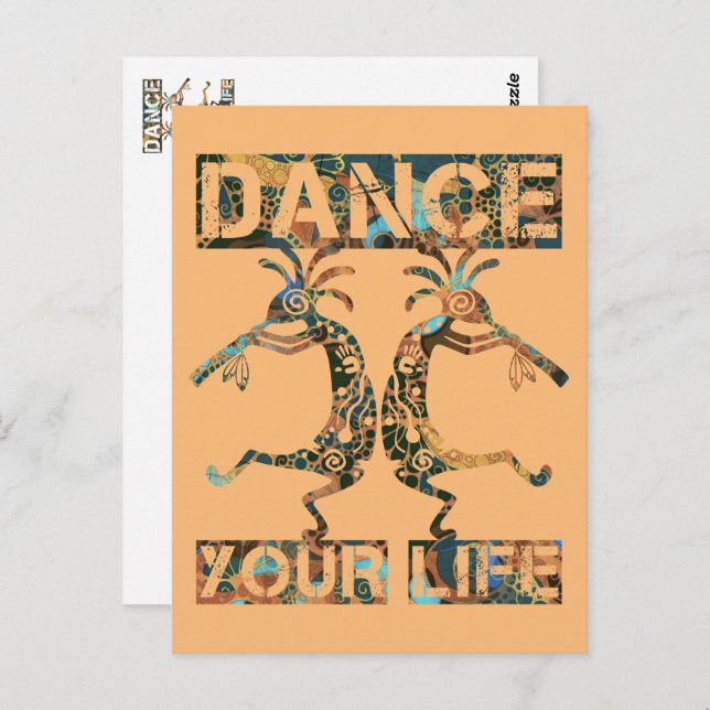Amerikanische Ureinwohner Kokopelli - Dance Your L Postkarte (Vorne/Hinten)