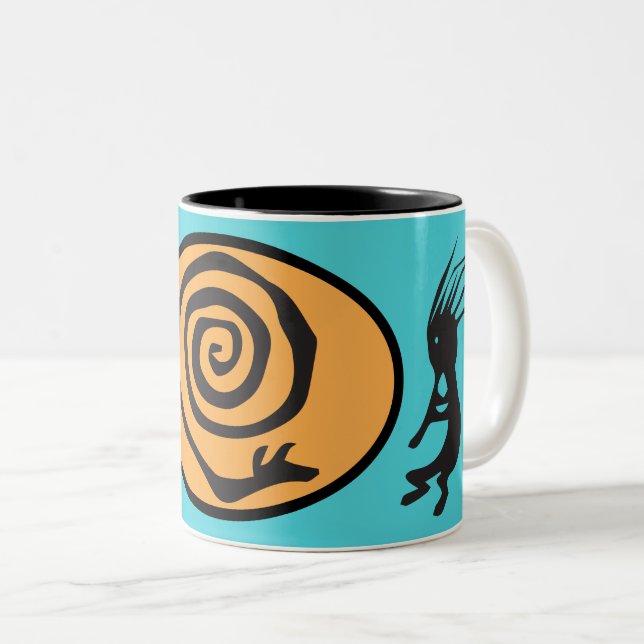 Amerikanische Ureinwohner Kokopelli Zwei-Tone-Kaff Zweifarbige Tasse (VorderseiteRechts)