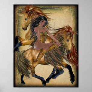 Amerikanische Ureinwohner Princess and Horses Post Poster