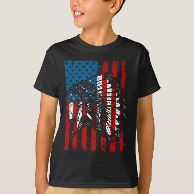 Amerikanische Ureinwohner Roots US-Flagge Indigeno T-Shirt (Vorderseite)