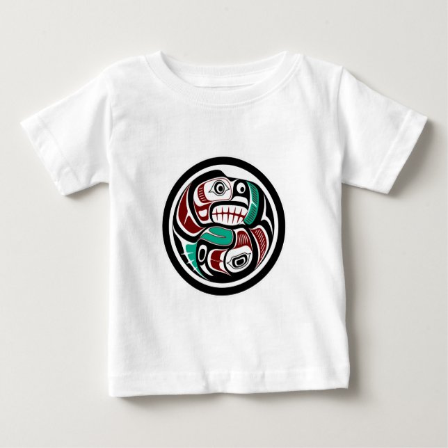Amerikanische Ureinwohner Rot Haida Art Otter Salm Baby T-shirt (Vorderseite)