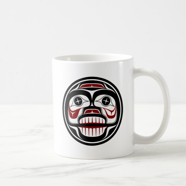 Amerikanische Ureinwohner Rot Haida Art Otter Salm Kaffeetasse (Rechts)
